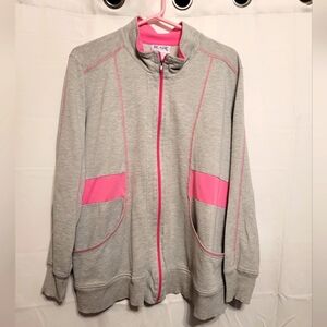 Grey/pink XL zip up jacket with pockets
